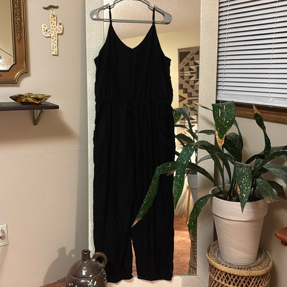 American Eagle Outfitters Black Spaghetti Strap Jumpsuit